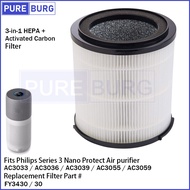 Fits Philips AC3033 AC3036 AC3039 AC3055 AC3059 Air purifier 3-in-1 Replacement HEPA + Carbon Filter