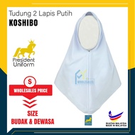 TUDUNG KOSHIBO PUTIH ( KOSHIBO 2 LAPIS ) TUDUNG SEKOLAH PUTIH NILA / PT001 - TUDUNG SEKOLAH JENAMA P
