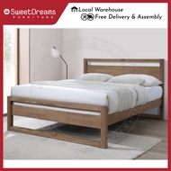 Miley Solid Wood Queen Bed Frame | Frame + Mattress | Bedset Package