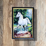 White horse print wall decoration plus frame