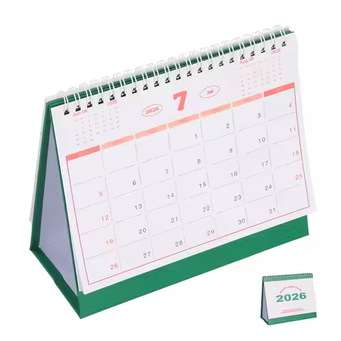 Desk Flip Calendar 2026 Compact Minimalist Spiral Standing Monthly Planner Thick Paper Office Teache