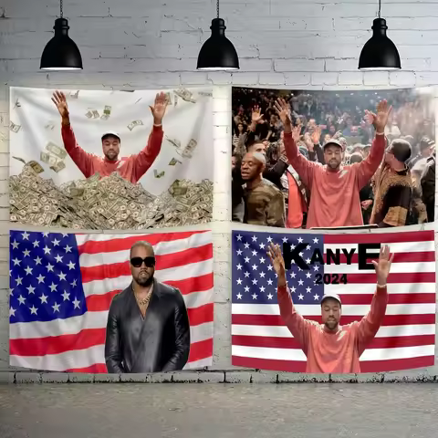 97x73cm Kanyes West Rock Rapper Hang Cloth Tapestry Banners and Flags for Bar or Room Wall Decoratio
