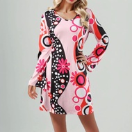 Retro Women’s 70s Hippie Dress With Kerchief Fancy Disco Costume for Carnival Party Halloween Costum