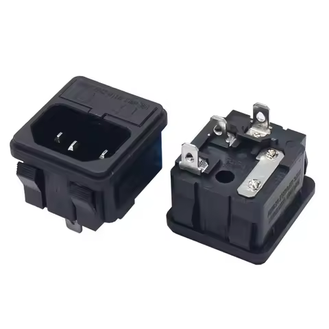 AC 250V 10A Panel Mount IEC 320 C14 Inlet Socket Adapter With 10A Fuse Holder