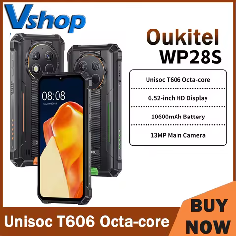 Oukitel WP28 S Rugged Phone (4+12)+128GB 10600mAh Battery 6.52‘' HD+ Android 14 13MP Camera Octa-cor