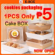 Square Cake Sandwich Box Square Kraft Box Transparent Pastry Box Packaging Cake Baking