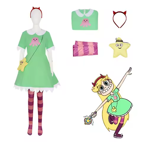Anime Star Butterfly Cosplay Costume Star Vs. The Forces of Evil Dress Headwear Socks Halloween Fanc