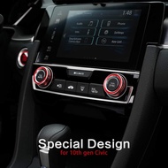 、‘】【； 2Pcs Air  Condition  Knob Cover  Trims Audio Speaker Ring Decoration For Honda Civic 10Th Gen 2016-2019