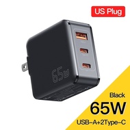 หัวชาร์จเร็ว 65W GaN USB-A+2xType-C PD fast charge สําหรับ Android ip 7-14 Pro Max XS 8 P iPd Pro Ai