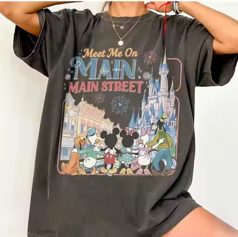 Y2k Tops Meet Me on Main Street TShirt Magic Kingdom Tshirt Main Street Theme Park Tee Mickey Family