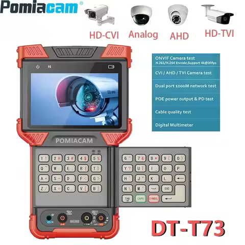 T73 4inch Screen CCTV TESTER Support H.265/H.264 4K IP Camera TVI, AHD, CVI 3.0 Camera ONVIF Test IP