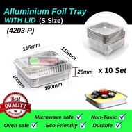 ALUMINIUM FOIL TRAY WITH LID @ M SIZE [SQUARE] - 10PCS (Code:4203-P) 4203P