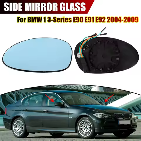 Cristal de espejo azul con calefacción , 4 pines/2 pines, for Bmw 1, 3-Series E90, E91, E92, E93, E8
