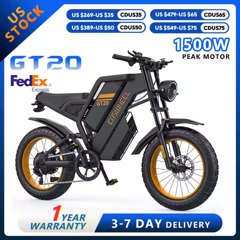 COSWHEEL Electric Bicycle GT20 Electric bike 1500W PEAK 48V 25AH Battery 28MPH Adult Off-Road 20*4.0