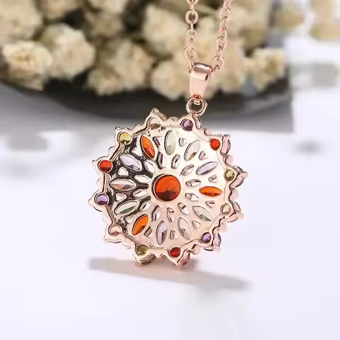 New Luxury brand Fashion Jewelry Crystal from Austrian Mona Lisa Colored Zircon Pendant Round Flower