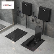 Squat Toilet Mencangkung Tandas Hitam With Flip Cover Spray Gun Anti-Slip Strong Flush Sensor Toilet