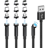 540° Rotating Magnetic Charging Cable (4 Pack 3/3/6/6ft) USB C Magnetic Phone Charger Cable 3 in 1 2