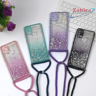Oppo A16 / Oppo A15 A15s / Oppo A54 4G / Oppo A74 4G / Oppo A95 / Oppo A53 A33 2020 / Oppo A52 A92 /  Oppo A76 Case Candy Macaron Gliter 2 Tone With Cover 3D Camera Protect Tali Lanyard