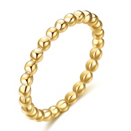 Fashion Unique Simple Geometric Round Beads 2 Couple Ring Stainless Steel Ring#A6J2#