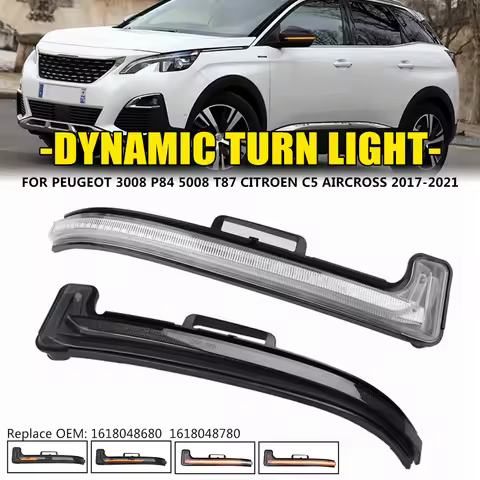 Dynamic LED Turn Signal Light Side Mirror Indicator Sequential Blinker 1Pair For Peugeot 3008 P84 50