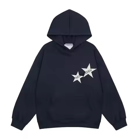 Pure Cotton Long Sleeve T-Shirt Aelfric Eden Star Print Color Contrast Pullover American Retro Style