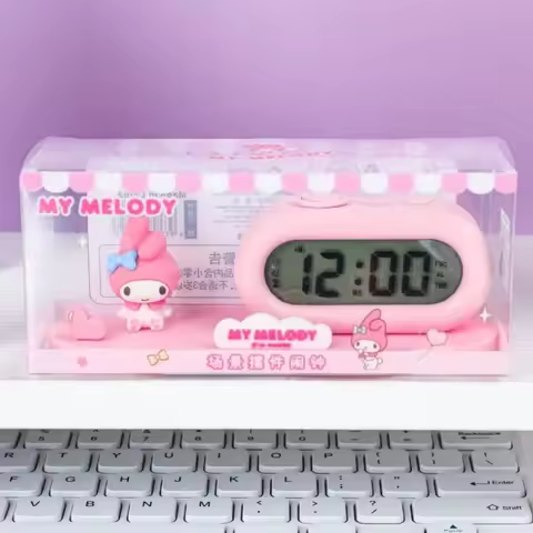 Anime Sanrio MyMelody Hello Kitty Cinnamoroll Digital Alarm Clock Cute Electronic Timer Alarm Clock 