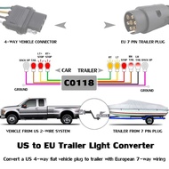 4 Pin to 7 Pin Trailer Adapter Trailer Connector Light Converter USA 4 Pin to EUR 7 Pin Adapter Stop