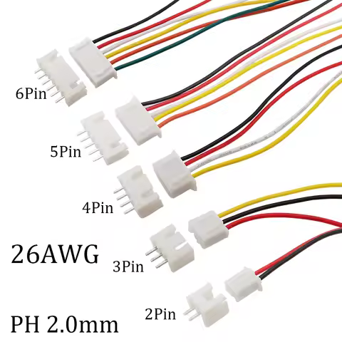 10Set Mini JST PH2.0 Male Female Connector 2/3/4/5/6 Pin PH 2.0mm Plug Socket Terminals Cable Connec