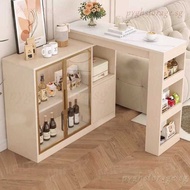 Solid Wood Rock Board Living Room Partition Cabinet, Retractable Sofa Side Storage Island Table SLQ