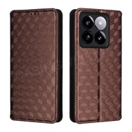 Flip Casing For Xiaomi 14T 14T Pro 14TPro 14 T 14 T Pro 5G 2024 Luxury Leather Grid Phone Case Card