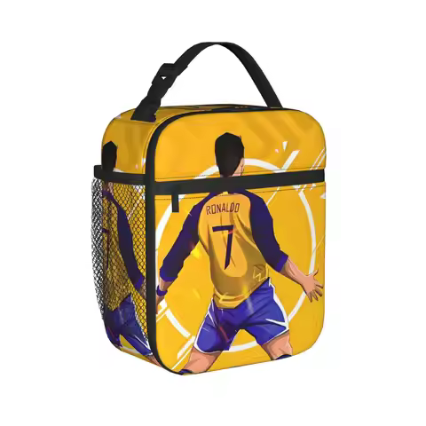 Ronaldos Cr7 Football Insulated Lunch Bags Cooler Bag Meal Container Soccer Leakproof Lunch Box Tote