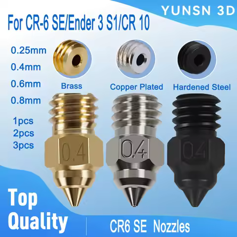 MK8 Nozzle CR-6 SE Hard Steel Brass Copper Plated Nozzles for Creality CR6 SE CR5 PRO /Ender 3 S1 Pr