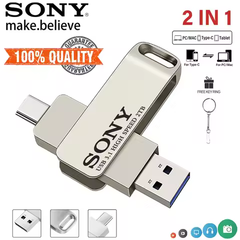 2TB SONY USB PenDrive High Speed Type C Flash Drive 1TB Metal Pendrive 512GB 256GB Portable Memoria 