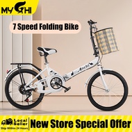 MY-HI Foldable Bike 20Inch 7Speed Bicycle Mountain Bicycle Shock Adult Bicycle Absorber Bike Basikal Lipat