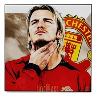 David Beckham #6 เดวิด เบคแฮม แมนยู Manchester รูปภาพ​ติด​ผนัง​ pop art พร้อมกรอบและที่แขวน นักฟุตบอ