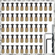 [I O J E] 50 Sets 1/4-20 X 19/32" Threaded Insert and Bolt for Wood, Hex Socket Drive Furniture Scre