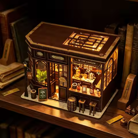 3D Wooden Puzzle Book Nook DIY Mini Magic Library House Kit Handmade Bookshelf Decor Bookend Buildin