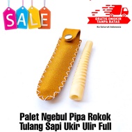 paket hemat paket ngebul pipa rokok once cangklong tulang sapi ukir ulir 3D plus sarung kulit