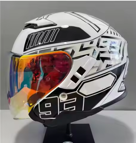Open Face Helmet J-CRUISE 3/4 Helmet white Double visor Matte Black Off Road Racing Motocross Motorc