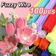 DIY Fuzzy Wire 100pcs Chenille Twist DIY Bouquet Colorful Fuzzy Stem Twist Wire For Kids Craft