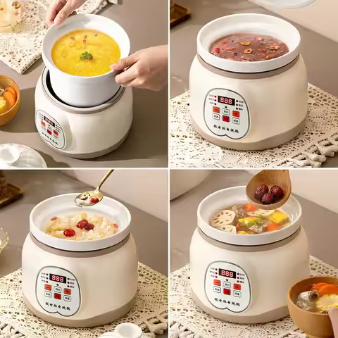 6L Automatic Ceramic Electric Slow Cooker Mini Porridge Pot with Soup Cooking Function And Ceramic I