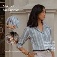 KEMEJA Mikhadou - Nursingwear Solaine Shirt Zipper Opening/ Long Sleeve Nursing Shirt Nursing Top Nu