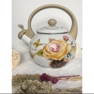 Teko bunyi enamel motif bunga 2.2 Liter / kettle ketel bunyi / teko jadul bunga / ceret enamel bunyi