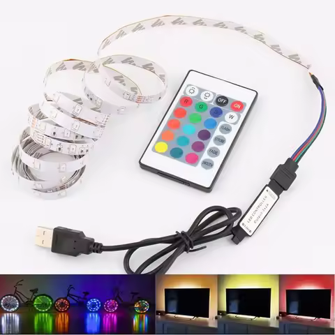 5V RGB LED Strip Light USB 5 V PC TV Backlight 2835 0.5m 1m 2m 3m 4m 5m 5 V Volt USB Led Strip RGB L
