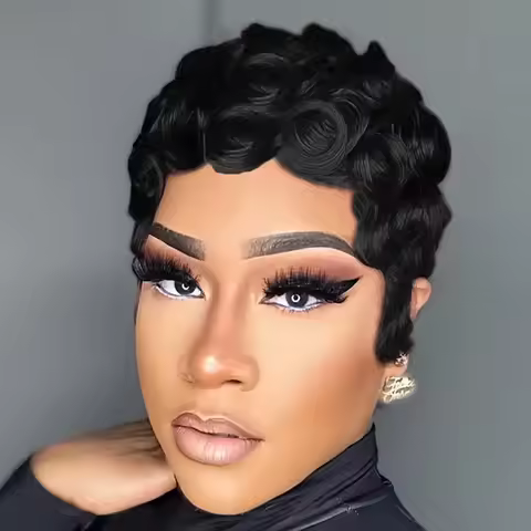 Women'S Natural Curly Wig with Bangs -Curly Wave Style, Full Machine Made Wig, Rose Net Cap & Elegan