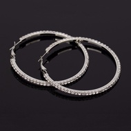 European American Exaggerated Temperament Diamond Hoop Big Earrings Full Diamond Big Hoop Earrings F