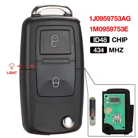 jingyuqin 2BTN 1J0959753AG/1M0959753E 434MHz ID48 Chip Flip Remote Key Fob For VW Beetle Bora Golf P