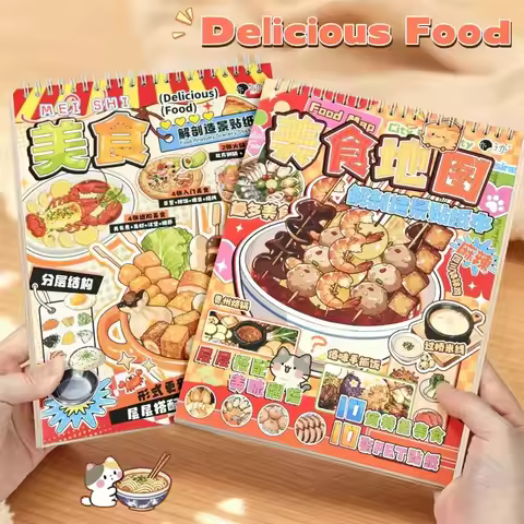 Chinese Food Map Illustration Sticker Collection Educational Stress-Relief Mood-Enhancing Food Minia