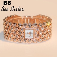 【 Bee Sister 】 นาฬิกาข้อมืออะนาล็อกประดับเพชรหรูหราสำหรับสตรี