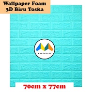 mw wallpaper foam biru toska bata 3d bata warna biru toska premium